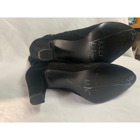 Nine West Genevao Black Faux Suede Slouch High Heel Boots Size 8.5M – Elegant - Picture 4 of 4